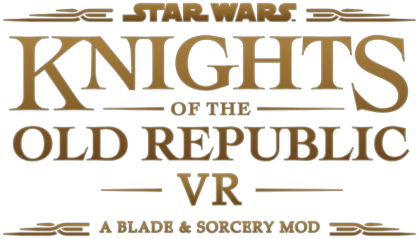 The KOTOR VR logo, gold on transparent